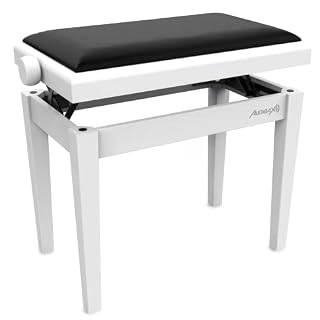 Audibax KB600 White Banco Para Piano Teclado Ajustable Regulable. Acolchado - Les Beatles, Paul McCartney, John Lennon, RIngo Starr, George Harrison