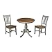 IC International Concepts 30" Round Top Pedestal Table with 2 San Remo Chairs-Set of 3 Pieces Dining Sets, Distressed Hickory/Stone