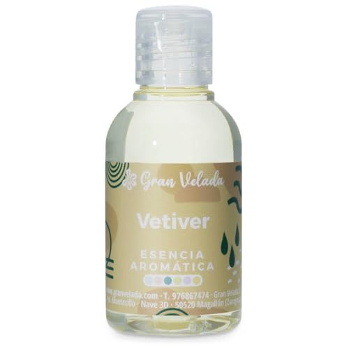 Esencia Aromática de Vetiver de Gran Velada para Perfumes Caseros y Cosméticos | Notas Amaderadas, Cítricas y Florales | Concentrada y Versátil | Ideal para Jabones, Velas y Ambientadores | 50 ml