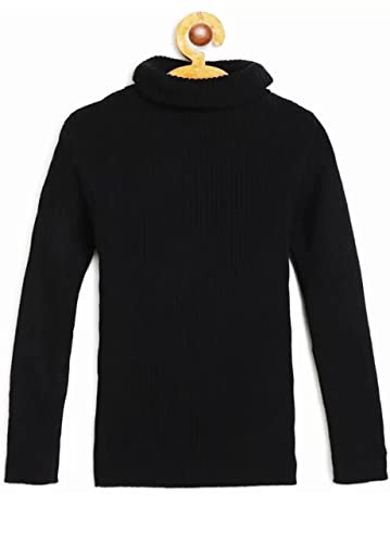Image of Girls Winter High Neck Sweater Pack of 3 - Full Sleeve Ribbed Pullover for Kids | Warm & Stretchable Turtleneck Tops