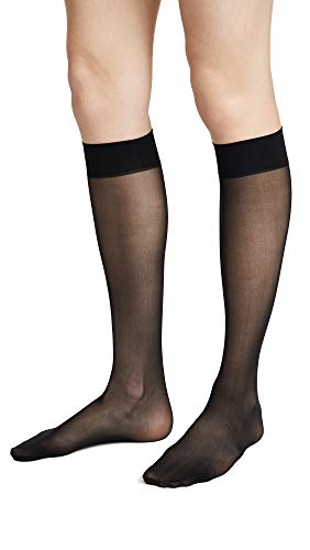 Image of Wolford Individual 10 Denier Knee-Highs Transparent For Women Sheer With Exceptional Smooth Soft Stretchable Comfort Band.