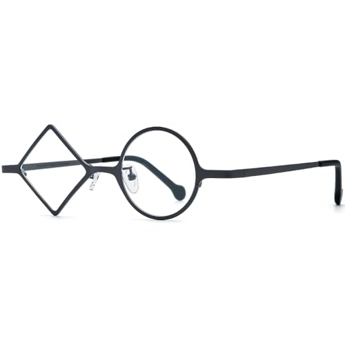 Image of FONEX Colorful Titanium Glasses Frame Men Left Round Right Square Optical Eyeglasses Women F85747