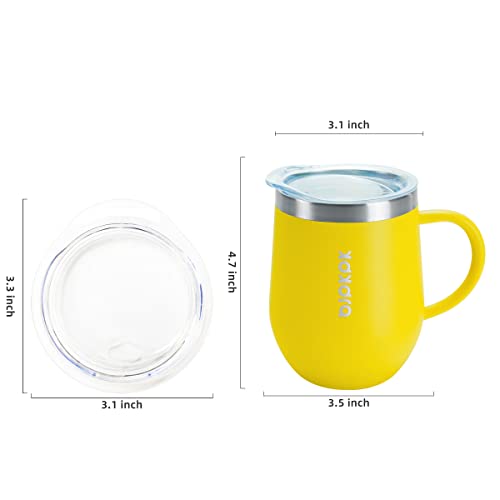 Image of BJPKPK 2PCS Insulated Coffee Mug with Lid, 12oz Stainless Steel Tumbler | Travel Coffee Mug with Handle, Vacuum Insulated Tumbler Cup for Camping, Office, Home, BPA Free Lid, Hot & Cold