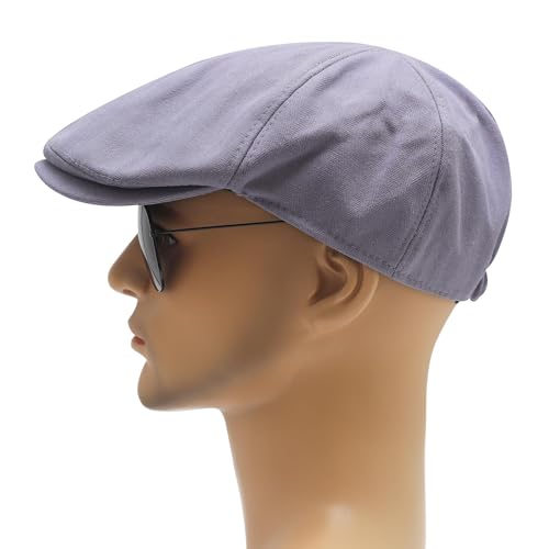 Image of ZLYC Men Cotton Flat Cap Summer Scally Ivy Gatsby Newsboy Beret Driver Cabbie Hunting Hat