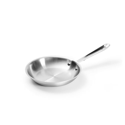 Image of All-Clad D5 5-Ply Brushed Stainless Steel Fry Pan 8 Inch Induction Oven Broiler Safe 600F Pots and Pans, Cookware Silver