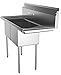 KoolMore - SB151512-15R3 2 Compartment Stainless Steel NSF Commercial Kitchen Prep & Utility Sink with Drainboard - Bowl Size 15