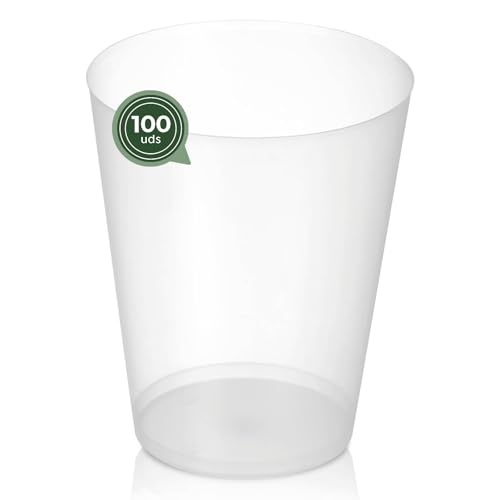 Maxi Products - 100 Vasos Cubata Anchos Plástico Reutilizables Transparente - 480 cc - Vasos Reciclables - Plástico Flexible Irrompible - Fiestas, Eventos y Celebraciones - VASO CUBATA ANCHO