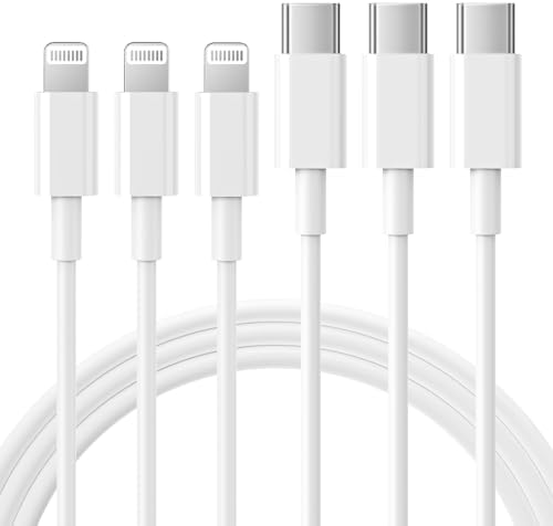 USB C to Lightning Cable 3Pack 3FT [MFi Certified] iPhone Fast Charger Cable USB-C Power Delivery Charging Cord for iPhone 14/13/12/11/XS/XR/X/8/iPad, White