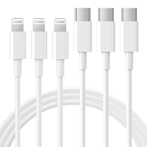 Image of RCTech USB C to Lightning Cable 3Pack 3FT [MFi Certified] iPhone Fast Charger Cable USB-C Power Delivery Charging Cord for iPhone 14 /13 /12 /12 PRO Max /12 Mini /11 /11PRO /XS /Max /XR /X /8 /8Plus /iPad, White