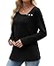 OFEEFAN Womens Long Sleeve Tops Fall Fashion 2025 Long Sleeve Shirts for Women Teacher Outfits for Women Tunics Fall Tops Trendy Blouses Black M