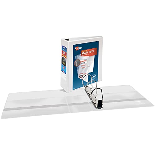 Avery Heavy Duty View 3 Ring Binder, 4" One Touch Slant Ring, Holds 8.5" x 11" Paper, 1 White Binder (79704) 2 31pVXB8pPPL