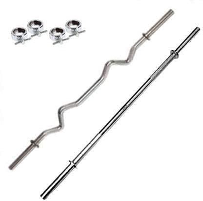 PR Combo of Straight and Curl Weight Lifting Gym Rods (19 mm, 3 Feet)-image-17