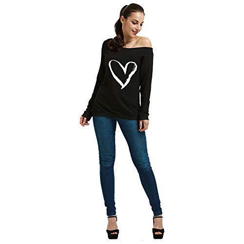 Image of MAGICMK Woman's Sweatershirt Lips Print Causal Blouse Off The Shoulder Long Sleeve Loose Slouchy Pullover Plus Size Tops