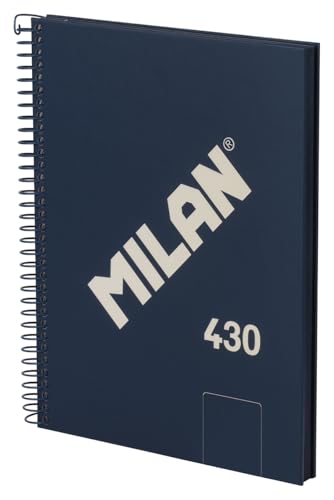 MILAN® Cuaderno A5 con espiral y tapa dura, 80 hojas blancas de 95 gr/m², colección 430 since 1918, azul