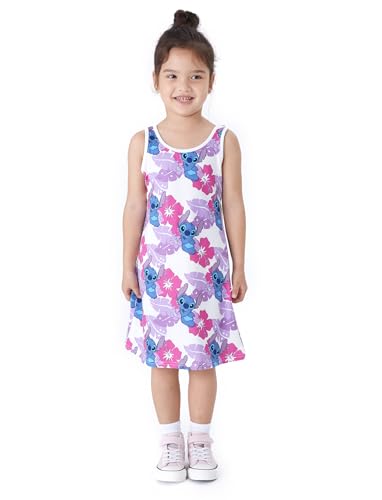 Image of Disney Stitch Princess Frozen Elsa Minnie Mouse Girls Tank Dress Sleeveless A-Line Sundress Summer Beach Clothes 2-9 Years