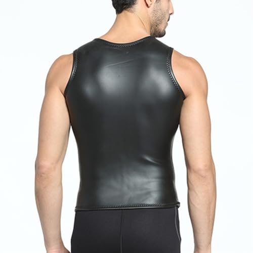 Traje de neopreno para hombre de 2MM sin mangas, chaqueta ligera para nadar y bucear (Negro_X-Large) miniatura 4