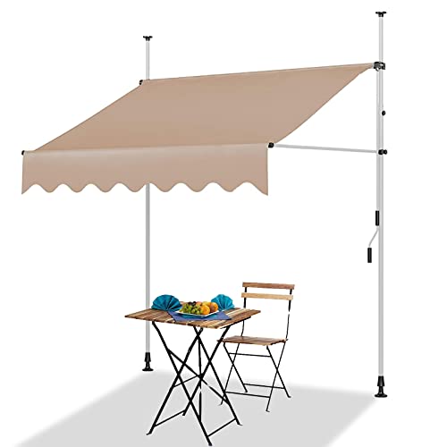 Manuell Infällbar Markis med Vev, Balkongmarkis, Klämmarkis Utan Borrning, Markiser Fönster, Markisskydd, Kassettmarkis, Terrassbaldakin (Color : Beige, Size : 200cm/78in)