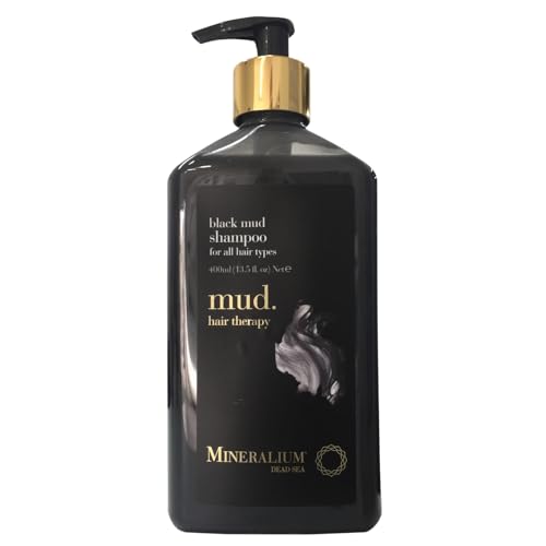 Mineralium - Shampoo al Fango Nero del Mar Morto - Tutti i Tipi di Capelli - Purificante, Rinforzante, Idratante - Arricchito con Minerali, Aloe Vera, Vitamina E - Senza Parabeni né Coloranti - 400ml