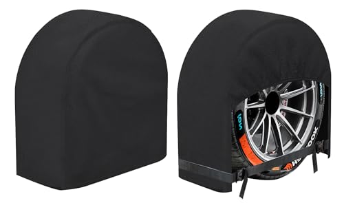 Image of K-Musculo RV Tire Covers 2-Pack, 5 Layer Nonwoven Waterproof Wheel Covers for RV Wheel Travel Trailer Camper Truck SUV, Fit 30-32 Inch Tire Diameter (Black)