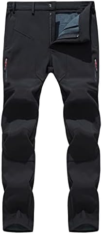 Mens Waterproof Hiking Pants Outdoor Snow Ski Fishing Fleece Lined Insulated Soft Shell Winter Windproof Cargo Pants