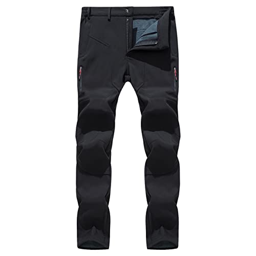 Mens Waterproof Hiking Pants Outdoor Snow Ski Fishing Fleece Lined Insulated Soft Shell Winter Windproof Cargo Pants #TOP7
