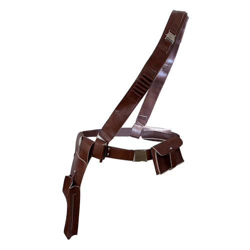 Adjustable Brown Leather Cosplay Belt - Vintage Holster Adult Halloween Accessory