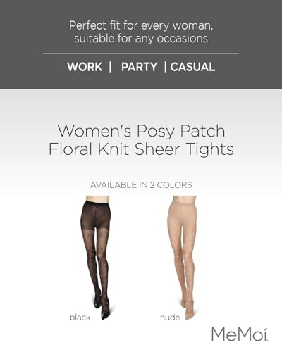 MeMoi Posy Patch Opaque Floral Tights2