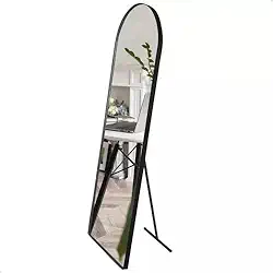 Espelho Decorativo Vitral com Suporte de Chão Estilo Moderno para Sala Quarto ou Hall – 150x50cm (Preto)