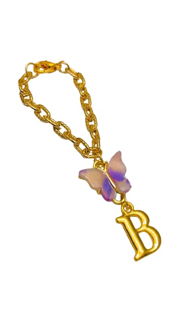 Morel Sturdy Rose Gold Watch Charm of Pink and Purple Butterfly and B Initial Diamond Alphabet Pendant, Watch Charm, Watch Accessories, Giftable for Wife, Sister or Friends Pack of 1 (B0B1P3RL64) Amazon Price History, Amazon Price Tracker
