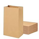 Weifeng 50 Stück Papiertüten Groß 20x12,5x30 cm,Papiertüten Braun Geschenktüten kraftpapier Tüten für Weihnachten Geburtstagsparty Kindergeburtstag