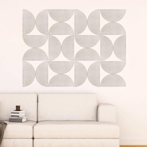 Image of Climberty 24Pcs Self-Adhesive Felt Bulletin Boards with 50 Push Pins, Semi-Circular Acoustic Wall Panels for Notice, Message & Home Office Decor (Light Camel-Khaki)