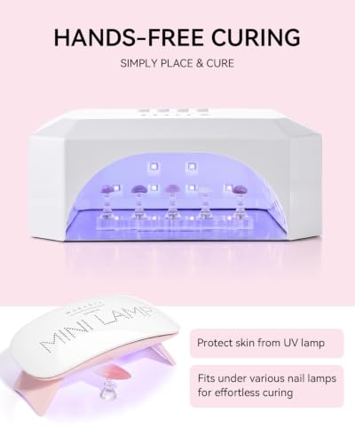 Image of Makartt Press on Nail Stand for Nail Art Practice and Display | 10PCS Strong Magnetic Tip Holders with 2 Clear Bar Bases, 1 Cloud Nail Holder & 200 Adhesive Tabs for Beginners, Nail Tech