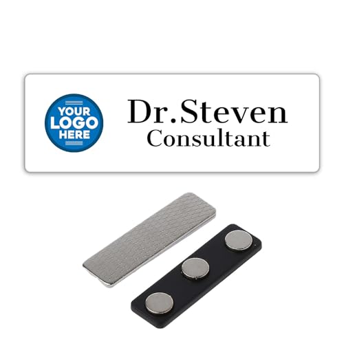 Badge Magnétique Badges Nominatifs Magnétiques - Lot De 10 En Aluminium Argent (70x20 Mm) - Porte-nom Pour Bureau, événements, Vêtements