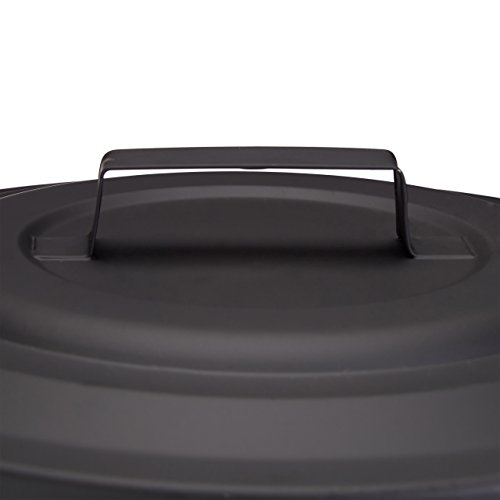 Foto von Relaxdays Ascheeimer mit Deckel, Stahl Kohleeimer mit 24 L Stauraum, Kamineimer mit Henkel und Holzgriff, schwarz