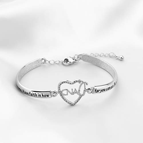 BNQL CNA Certified Nurse Assistant Stethoscope Heart Bracelet CNA Charm Jewelry Gifts for Nursing Student (Bracelet)3