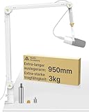 AA AUDIO ACCESSORY Mikrofon Arm, Max. 3 KG Traglast Mikrofonarm Kompatibel mit Shure SM7B, MV7+ & Co. Gear-Lock für rutschfreie Stabilität, Mikrofon Halterung Tisch, Microphone Mic Boom Arm, Weiß