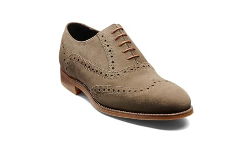 BARKER Grant Chaussures brogue en cuir faites à la main pour homme, Daim léger, 41 1/3 EU