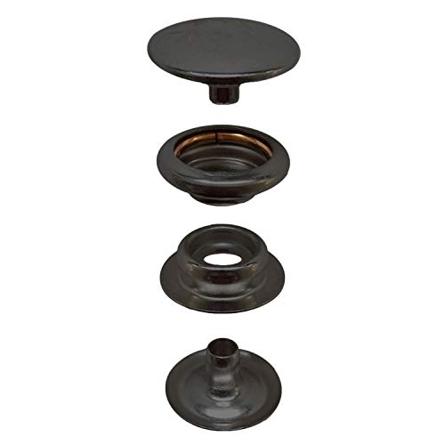 Stimpson SS24BDBC100 Snap Set Dull Black Brass Finish with Plain Stud Reliable, Durable, Heavy-Duty 24-Line Set (100 Sets)