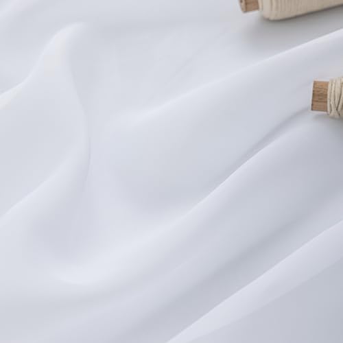 Image of MYSTIC-HOME Sheer Curtains White 95 Inches Long, 108 Inch Width Window Treatments Rod Pocket Drapes for Living Room /Bedroom, Semi Extra Wide Volie Outdoor Curtains for Patio /Villa, 108 inchx 95 inch, 2 Panels