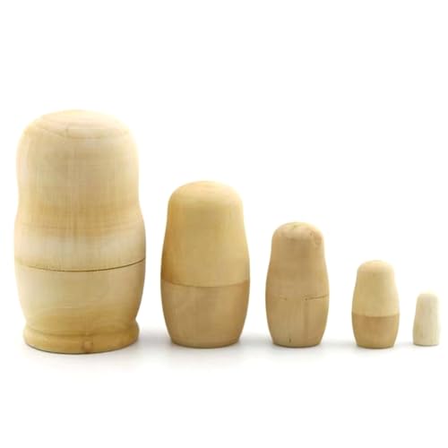 Poupées gigognes russes, poupée Matryoshka en bois inachevé à 5 couches pour la peinture de bricolage naturelle pour les projets d'artisanat créatifs pour...