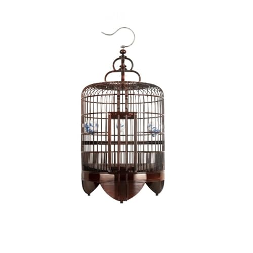 FYorbitH Bird Cage Chinese Retro Style Bamboo Circular Birdcage Handmade Hanging Starling Small and Medium-Sized Bird Pet Bird Cage(Large)