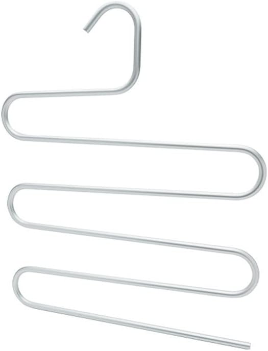 S Shape Pants Racks 5 Layers Clothes Hangers Aluminum Alloy Storage Multilayer Trousers Organizer Hanger(D)