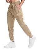 ISEEGZ Men's Hiking Pants Lightweight Quick Dry Elastic Waist Cargo Pants Water Resistant Outdoor Travel Casual Pants