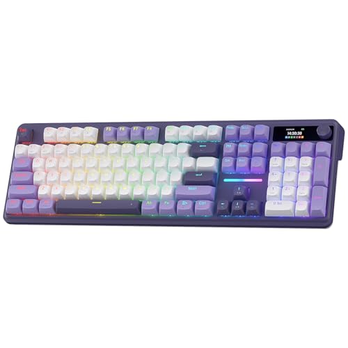 Image of Redragon K762 Wireless Gasket Gaming Keyboard w /Hype Screen & Knob, 104 Keys Mechanical Keyboard, Easy-Control 1.14'' TFT Info Display, 5-Layer Noise Dampening, Round PBT Keycaps, Mint Mambo Switch