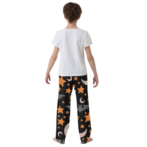 Boys' Pants Bat Moon and Star Halloween Long Bottoms Jogger Pants Elastic Waist Trousers with Pockets S-XL3