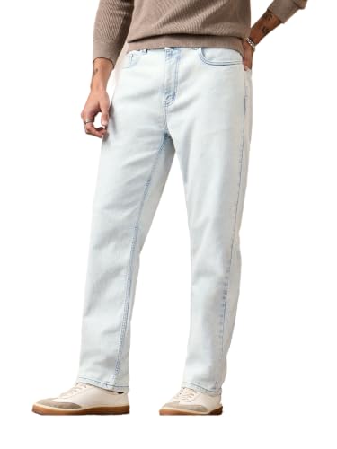 Image of The Souled Store Straight-Fit Denim: Men and Boys Cotton Blend Straight Fit Cargo Pockets Lightweight Everyday All-Season Denim Jeans