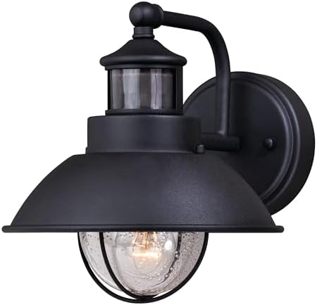 VAXCEL Harwich Black Motion Sensor Dusk to Dawn Coastal Outdoor Wall Light