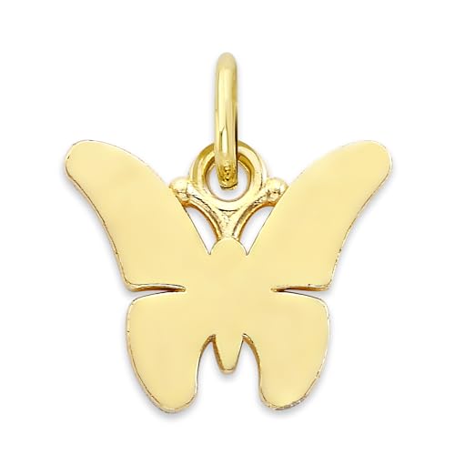 Solid Gold Butterfly Microcharm in 10k or 14k, Dainty Transformation Symbol Charm Symbol with Clasp