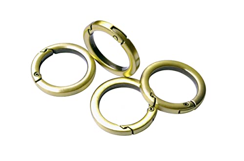 Image of 4pcs Round Carabiner Metal Spring Key Ring,Spring Snap Hooks Clip,Spring Keyring Buckle,Flat O Ring for Purses BBC40-32-Brushed Brass