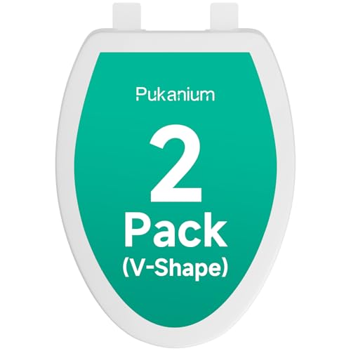 PUKANIUM Toilet Seat Elongated 2 Pack, Toilet Seats with Cover